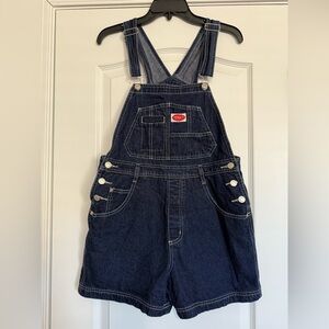 Revolt Women’s Overalls Short Sz Medium Navy Blue Pockets 100% Cotton Shortalls